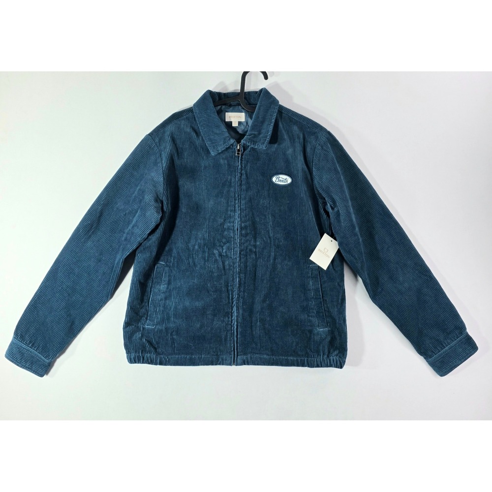 NEW Brixton Utopia Jacket Marine Blue Corduroy Full Zip Harrington Mens Small